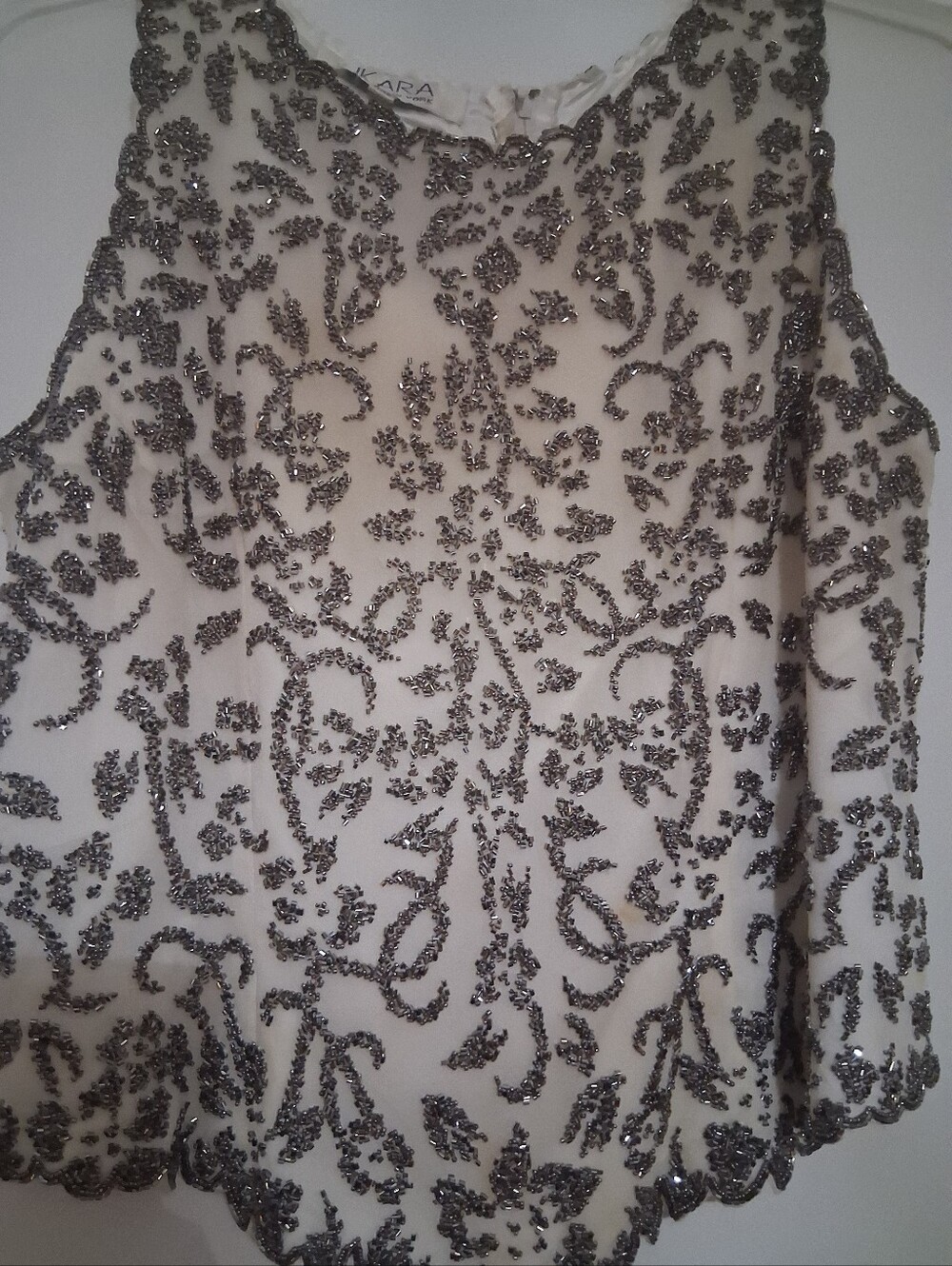 Grey/Sylver Sequin Embellished Sleeveless Top